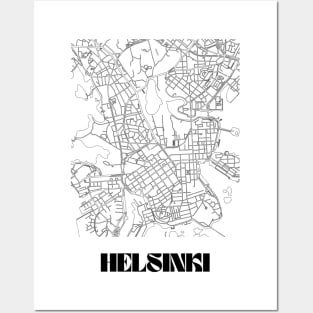 Retro Map of Helsinki, Finland Minimalist Line Drawing Posters and Art